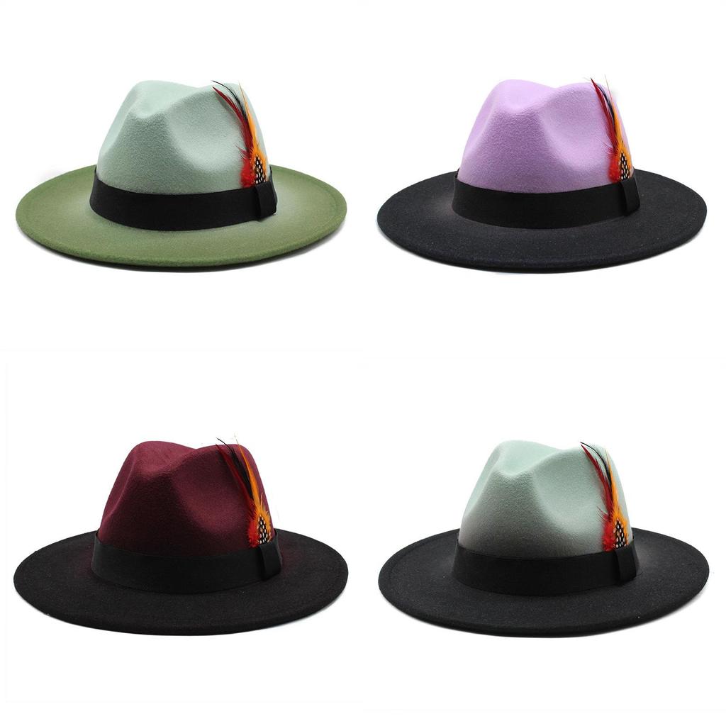 Fedora Hat For Men Women With Gradient Color Wool Felt Sun Protection Outdoor Fashion Accessory