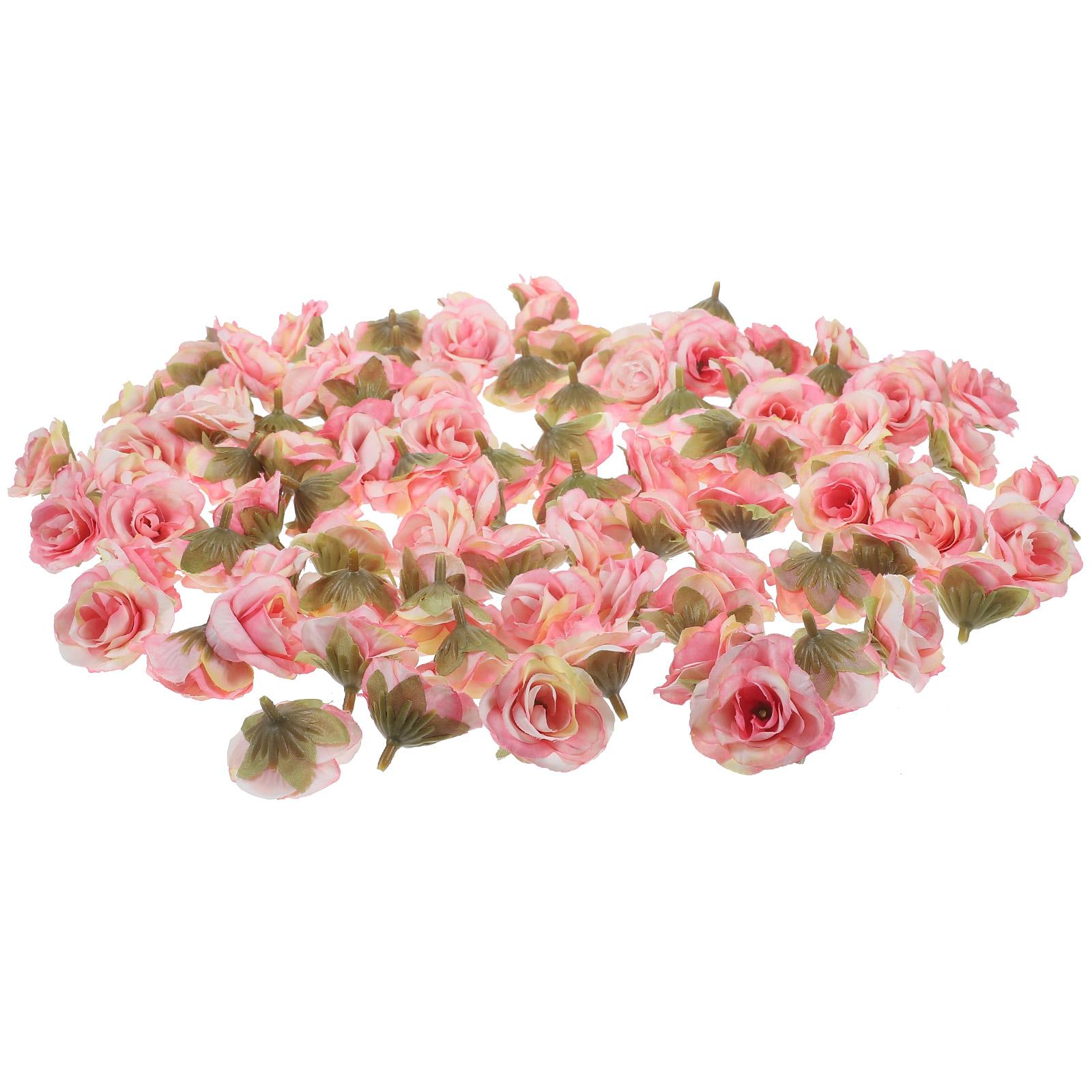 100 Pcs Wedding Decoration Mini Rose Head Artificial Flower Heads Flowers Faux Silk