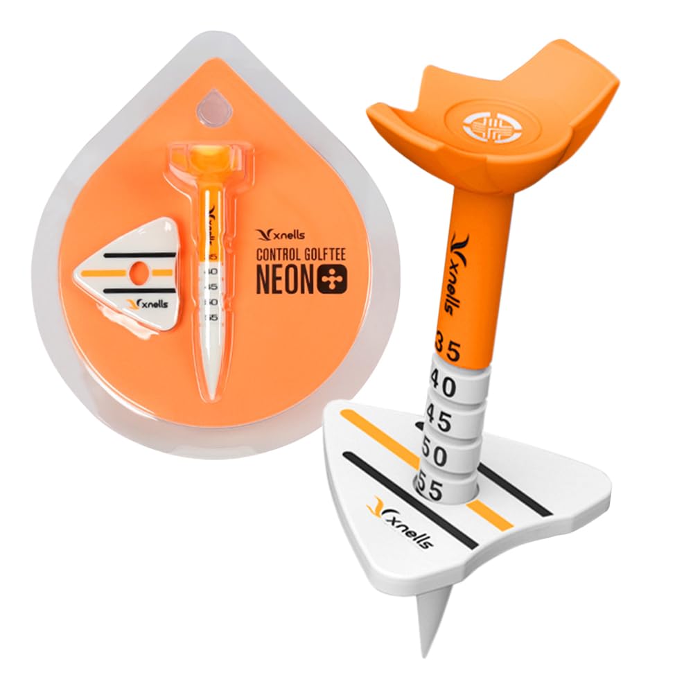 

TECH SKIN Control Golf Tee Neon Plus 35 мм 55 мм Новый дизайн Регулируемая высота мяча Маркер Усиленный пластик Защита от потери Сделано в Корее -