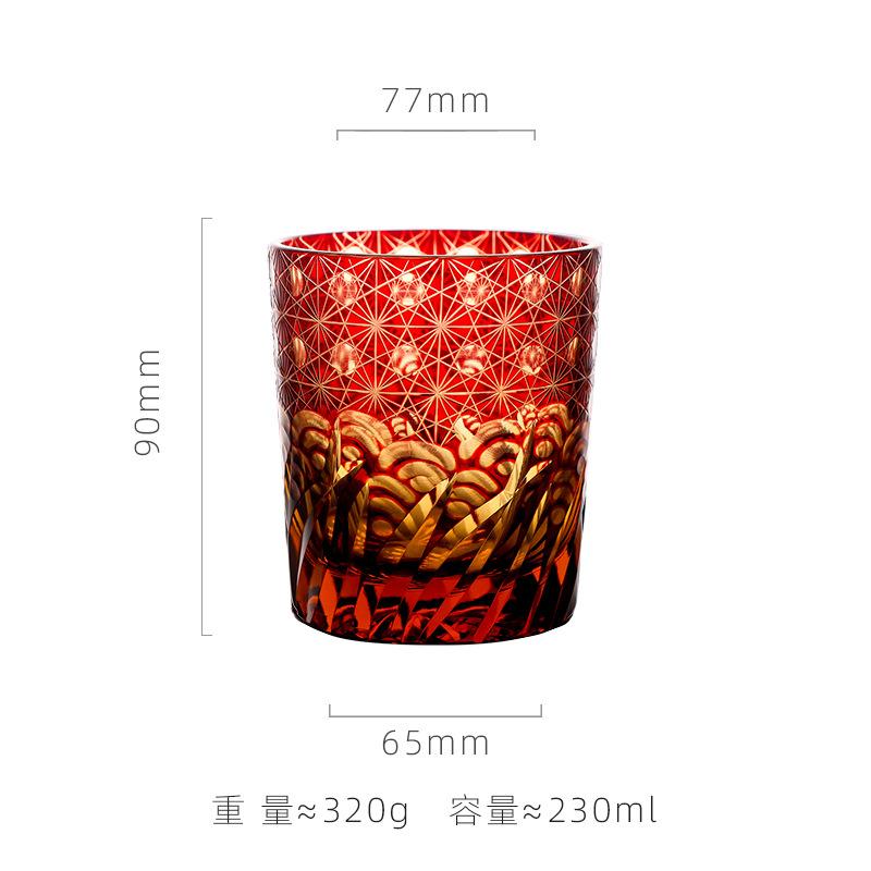 Japanese Hand Carved Edo Kiriko Crystal Glass Whiskey Cup For Men Collectible Barware