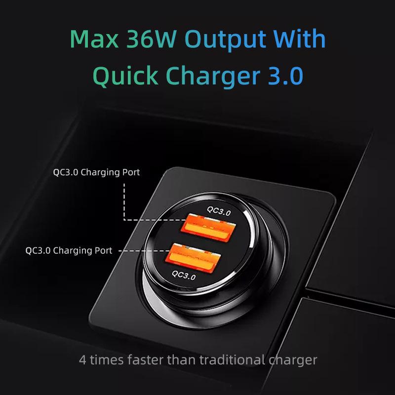 Dual USB QC3.0 Car Charger for Samsung & Huawei - Fast Charging On-Board Adapter