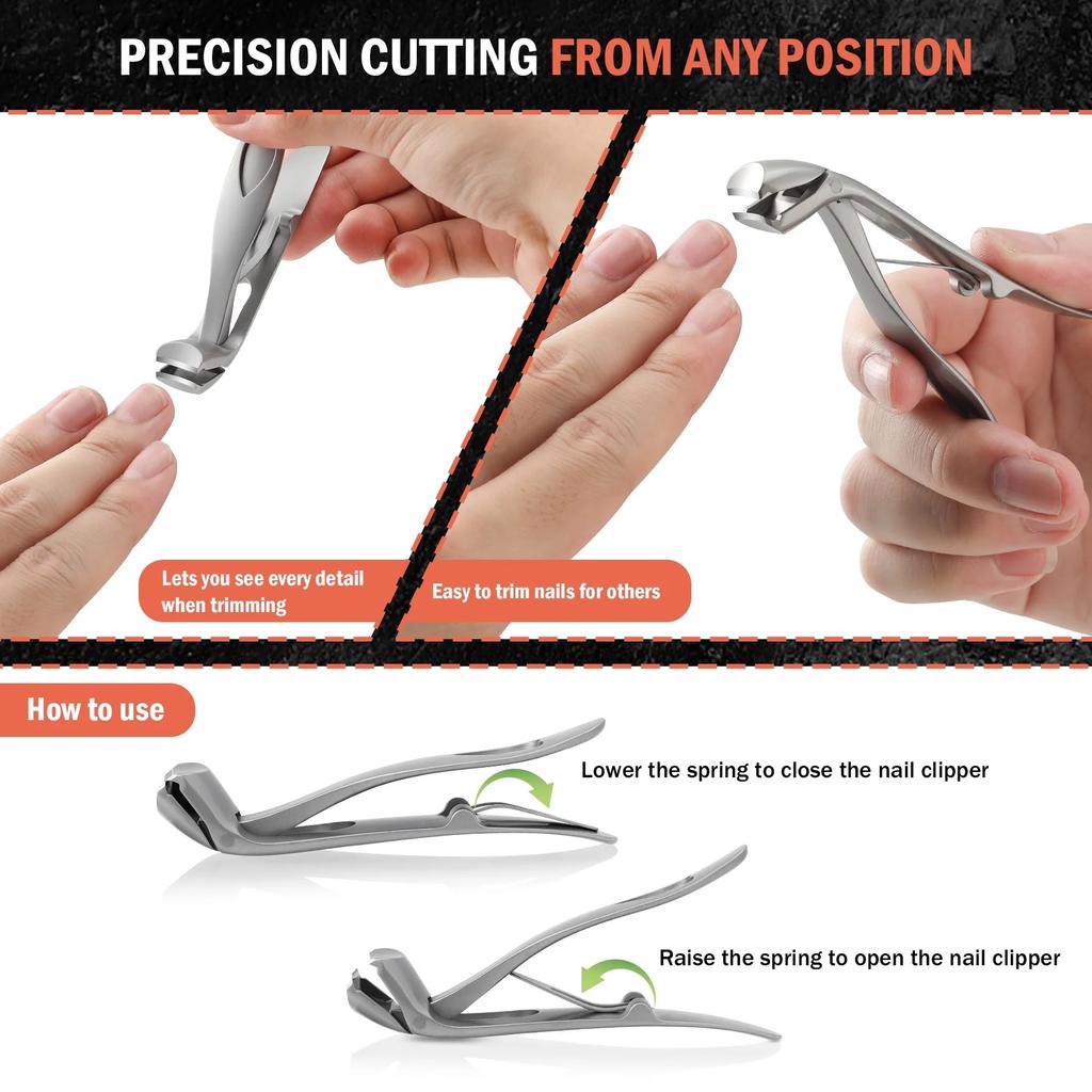 Curved Nail Clippers Ergonomic Thick Nail Clippers Splash-Proof Nails
