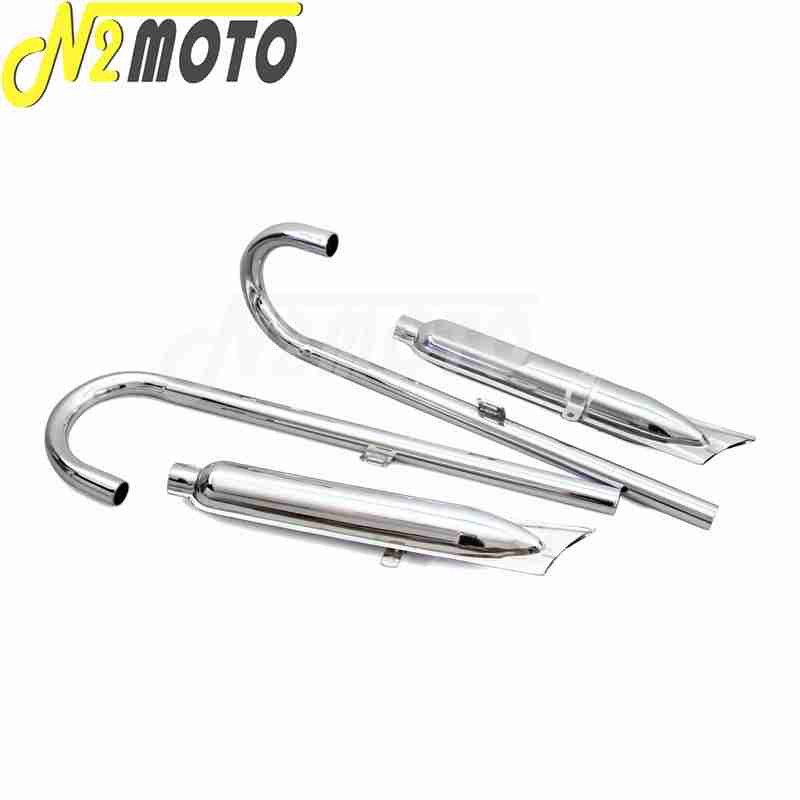 32HP Motorcycle Chrome Exhaust Muffler Tube Case For BMW K750 M1 M72 R71 R12 Dnepr MT12 Retro Modified Muffler System