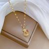 Lucky Character Auspicious Natural Wind Slightly Inlaid With Diamonds Hollowed Out Lucky Small Money Bag Pendant Collarbone Chain Jewelry