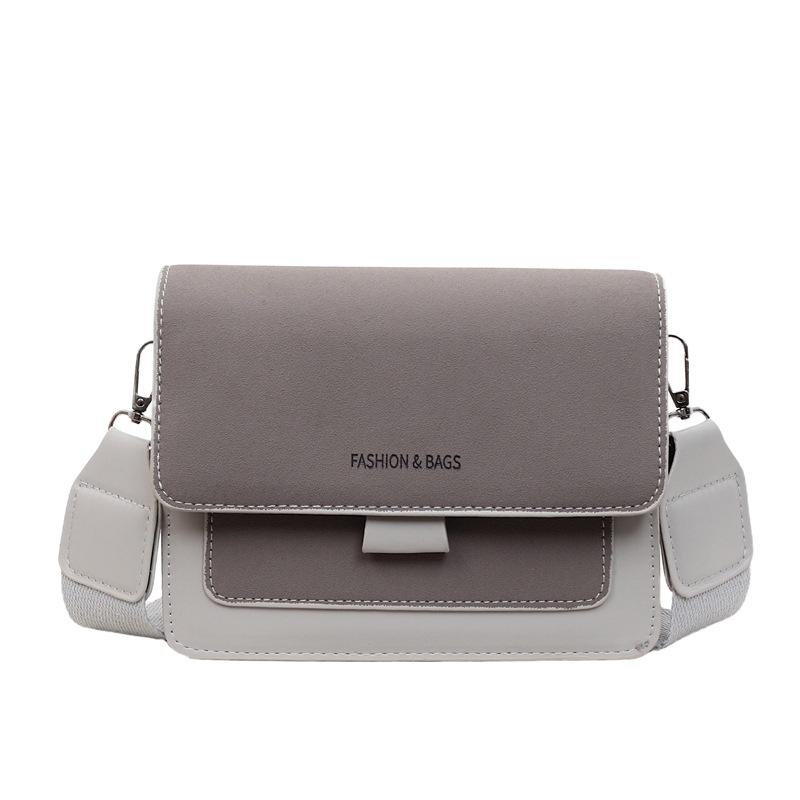 

Frosted retro small bag women s autumn and winter versatile new messenger bag splicing, broadband shoulder small square bag темно-сірий
