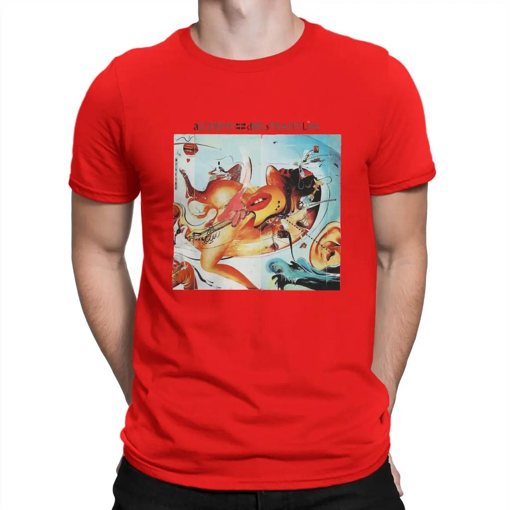 Alchemy  Music T-Shirts for Men Dire Straits Band Unique Cotton Tees Crew Neck Short Sleeve T Shirts Original Tops