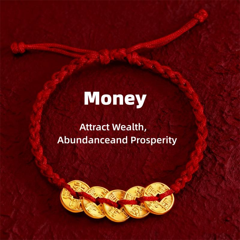 Lucky Peach Blossom Transfer Bead Bracelets for Women Lucky Red Rope Handmade Braided Bracelets Charm Friendship Jewelry Gifts