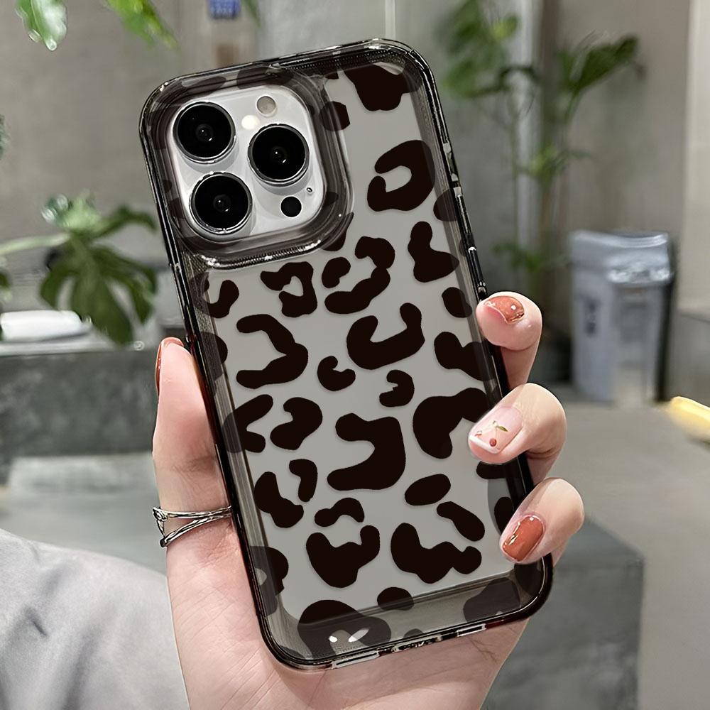 Clear Case For Iphone 17 Air 16 15 14 13 12 11 Pro Max Funda Black Leopard Print For Iphone 16 15 17 Silicone Transparent Cover