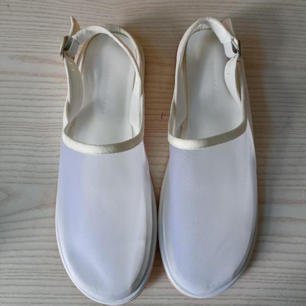 Women's Flat Sandals Mesh Fabric Mesh Shoes Round Head Breathable Flat Bottom Casual Shoes Bag Head Half Slippers Womens Sandals