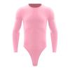 Body cu Mânecă Lungă pentru Bărbați, Piesă Unică, Leotard, Design cu Gât Rotund, Nasturi Presați, Imbrăcăminte Casual la Modă