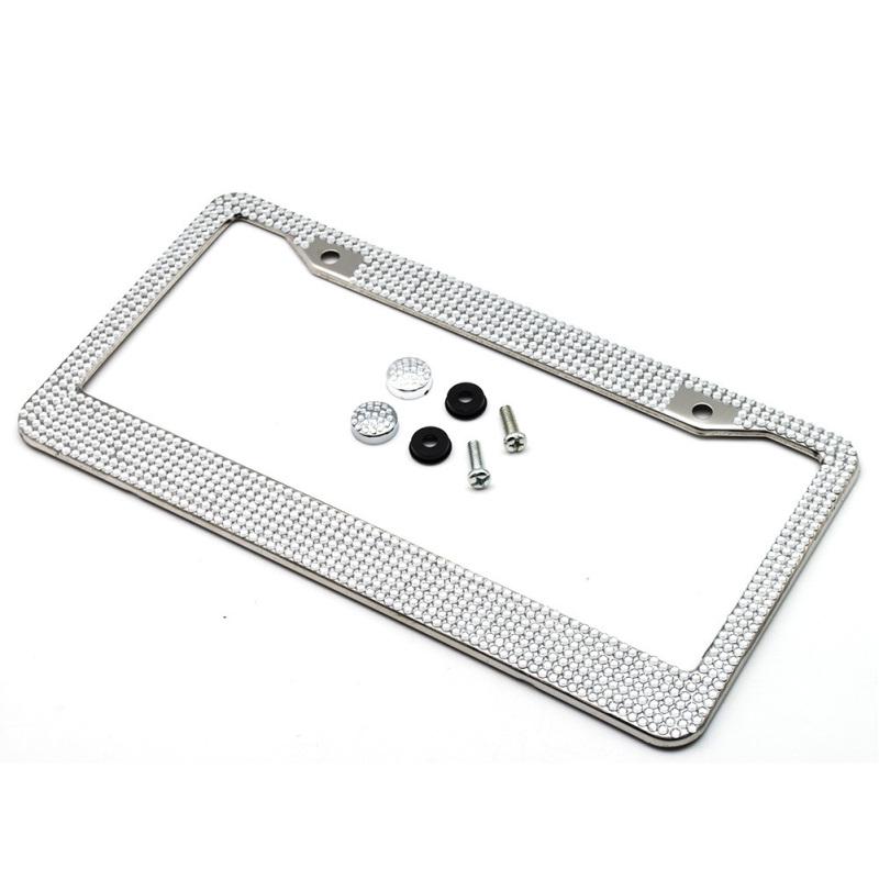 Stainless Steel License Plate Frame , 8 Rows Full Color Gauge Set with Diamond License Plate Frame