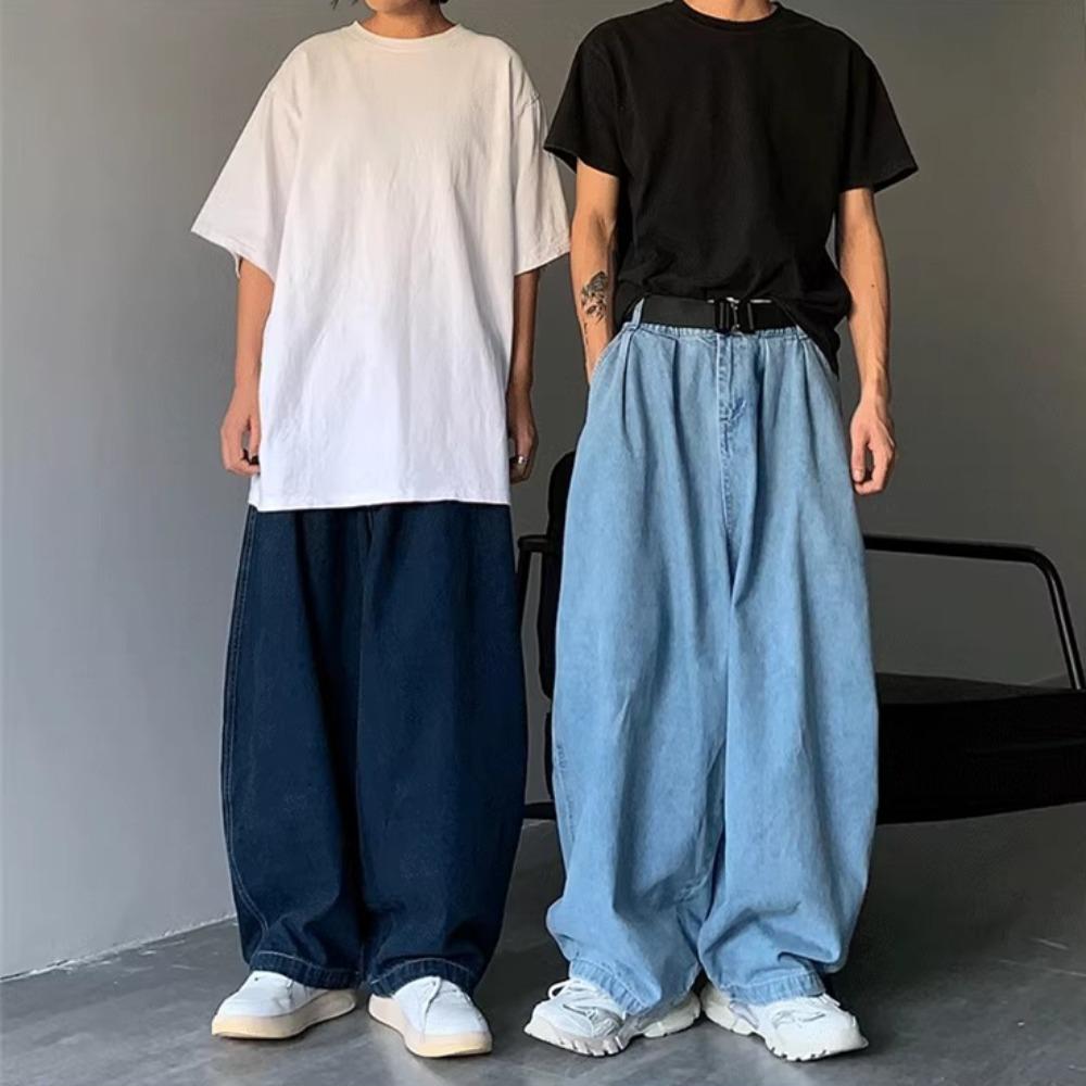 Gerade Jeans Männer Blau Lose Denim Hose Neutral Y2K Jean Streetwear Casual Wide Jeans Mans Hosen Männer Baggy Hip Hop
