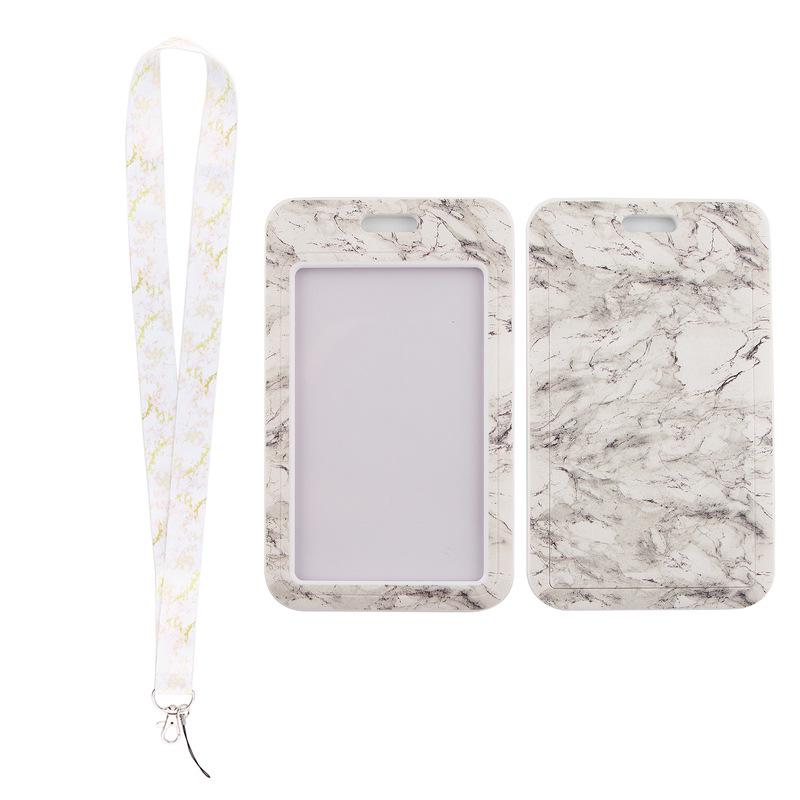Marble Texture Phone Lanyard & Card Holder for Student/Work ID, Meal & Bus Access.