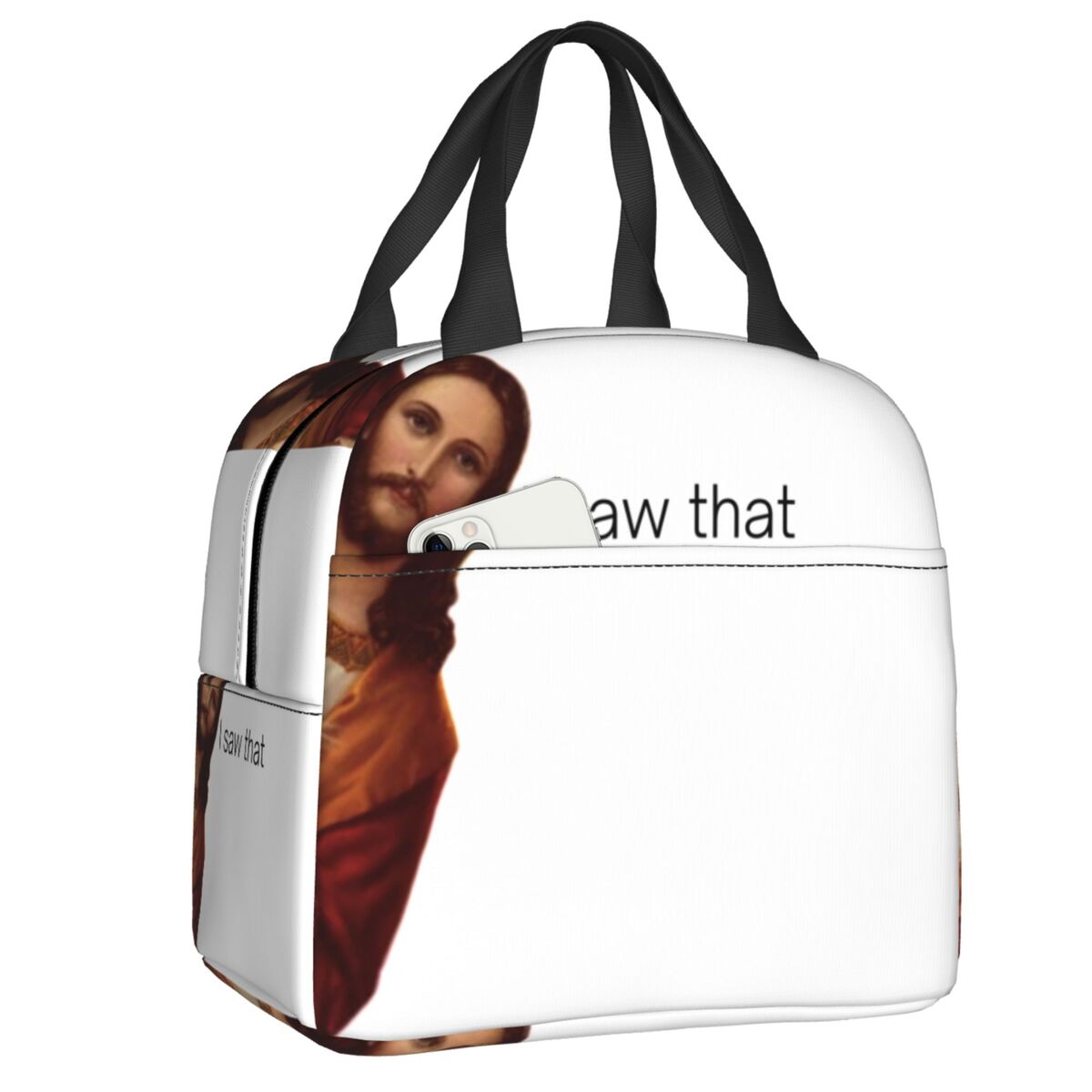 Custom Sacred Heart Of Jesus Catholic Traditional Thermal Insulated Lunch Bags Women Portable Lunch Tote Multifunction Food Box 22x20x13cm