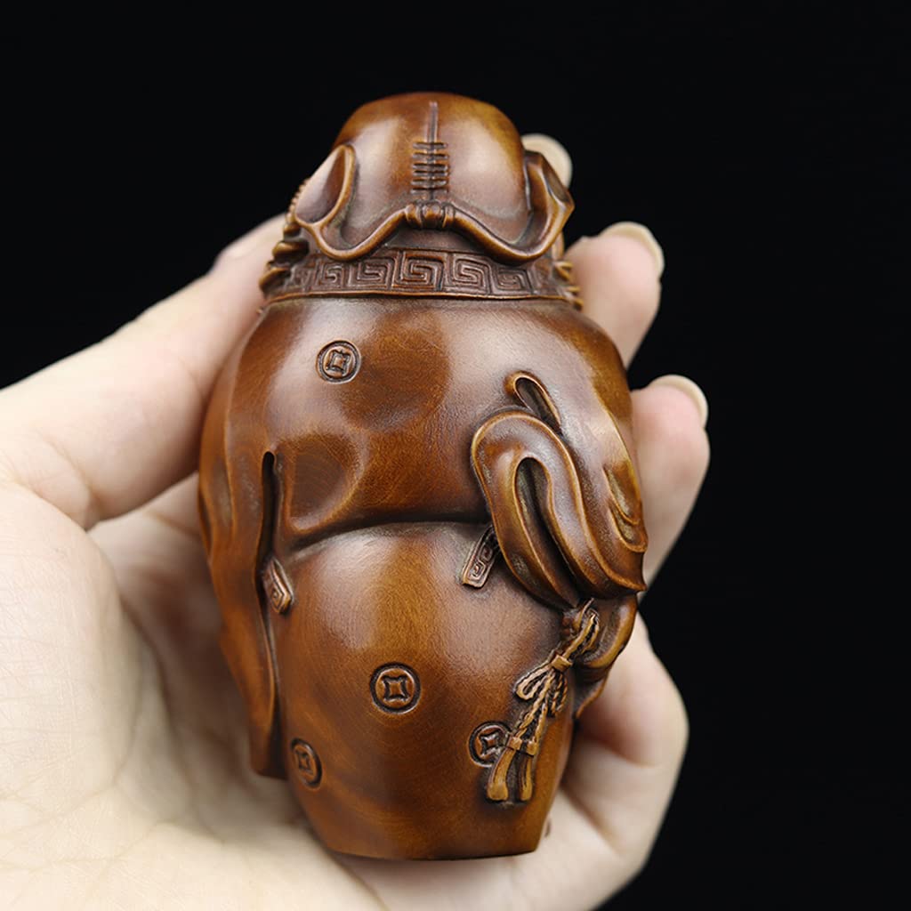 Miniature Buddha Statue of Shoki [Shoki, the Holy Lord of the Household] (Wooden: Boxwood) - Wood Carving, Buddhist Statue, Sculpture, Deity,