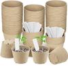 80pcs 10cm Round Biodegradable Paper Pulp Seedling Pots with 80 Plant Labels 4 Drainage Holes Compostable Nursery Containers for Gardening