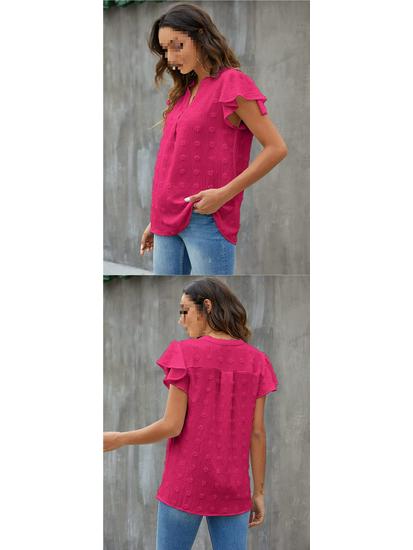 European and American Women's Ruffle Chiffon Summer Shirt