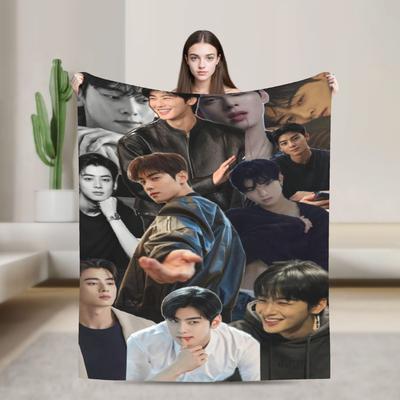 Cha EunWoo Decke Qualität Warm Weich Überwurfdecke Winter Flugzeug Reisen Wohnzimmer Lustige Bettdecke