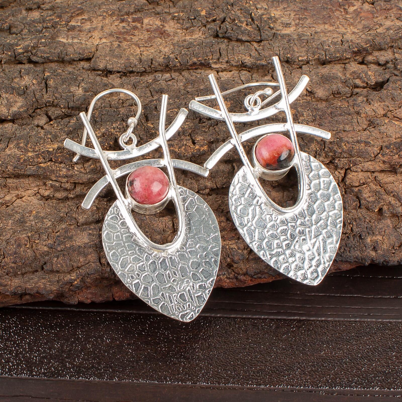 

Black Rhodonite Gemstone 925 Sterling Silver Jewelry Handmade Earrings 1.78 EE-64-22