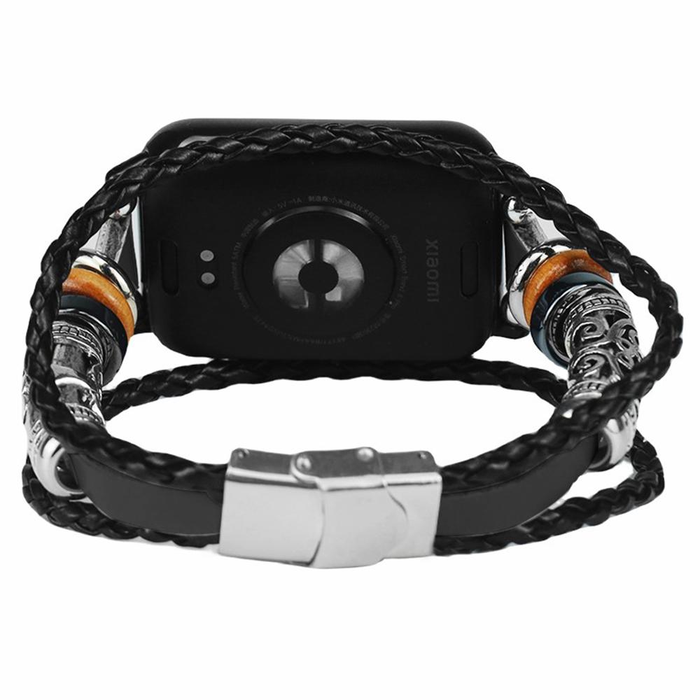 

For Huawei Watch Fit 3 Wrist Band Vintage Ethnic Leather Watch Bracelet Black