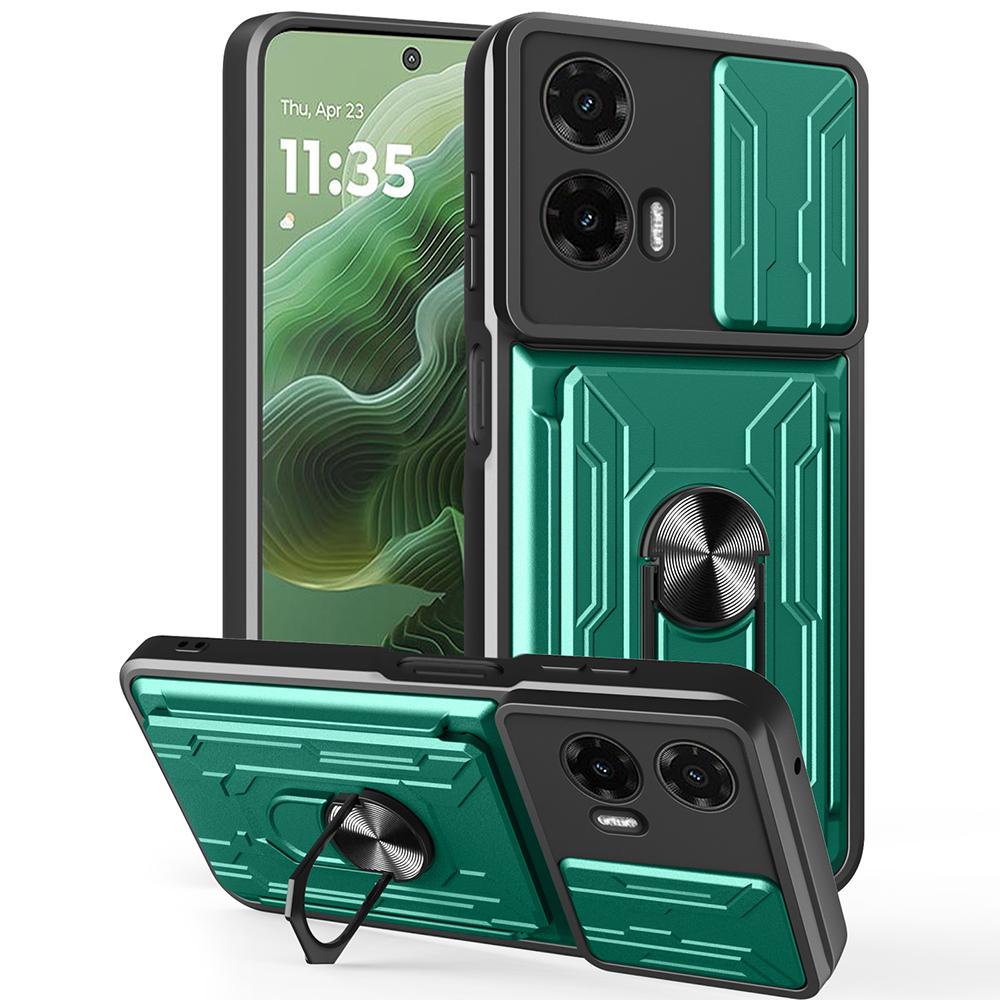 Pro Motorola Moto G35 5G Pouzdro PC+TPU Stojánek Kryt zadní strany telefonu s posuvníkem na fotoaparát