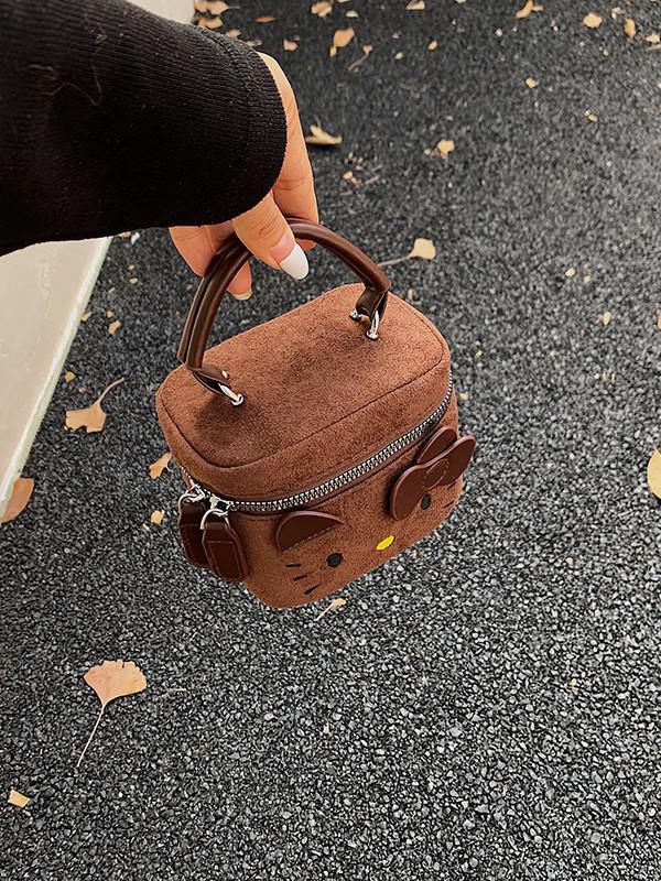 Crossbody Children's Cartoon Kitten Embroidered Handbag & Coin Purse - Cute Autumn/Winter Accessory for Girls