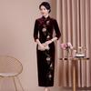 Autumn and Winter New Slim-fit Improved Velvet Cheongsam Wedding Mother-in-law Mother-in-law Toast Dress Long Dress Advanced Sense