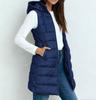 Women's Mid-Length Plus Size Solid Color Hooded Zipper Vest Jacket - Europe 2025 Collection