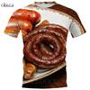 Yummy Food Graphic 3D Print T-shirts Delicacy Grilled Sausages Pullovers Summer Round Neck Fashionable Casual Short Sleeved Men's T-shirts