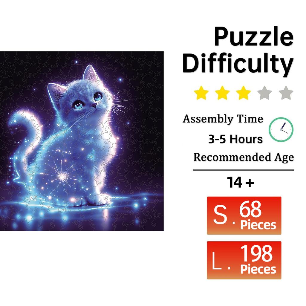 Wooden Puzzle for Adults,Cat Puzzles, Irregular Animal Shaped Unique Wooden Jigsaw Puzzle,Modern Art Home Decor