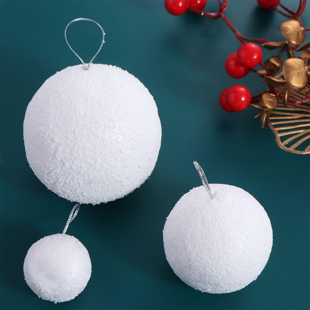 6pcs 4/6/8CM White Foam Christmas Balls DIY Round Christmas Hanging Balls Elegant Christmas Snowballs Hotel Office Decor