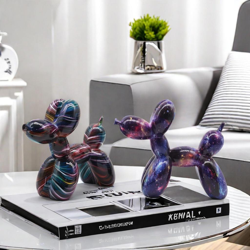 Creative Graffiti Balloon Dog Ornament for Home Décor: Artful Figurine for Study, Wine Cabinet, and TV Stand