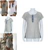 Elegante Blusa Casual para Mujer de Manga Corta Holgada con Detalle de Botón