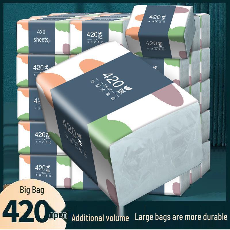 Pull-Out Tissue Box: 420-Sheet, 30 Large Packs - Wet-Strength Toilet & Facial Tissue
