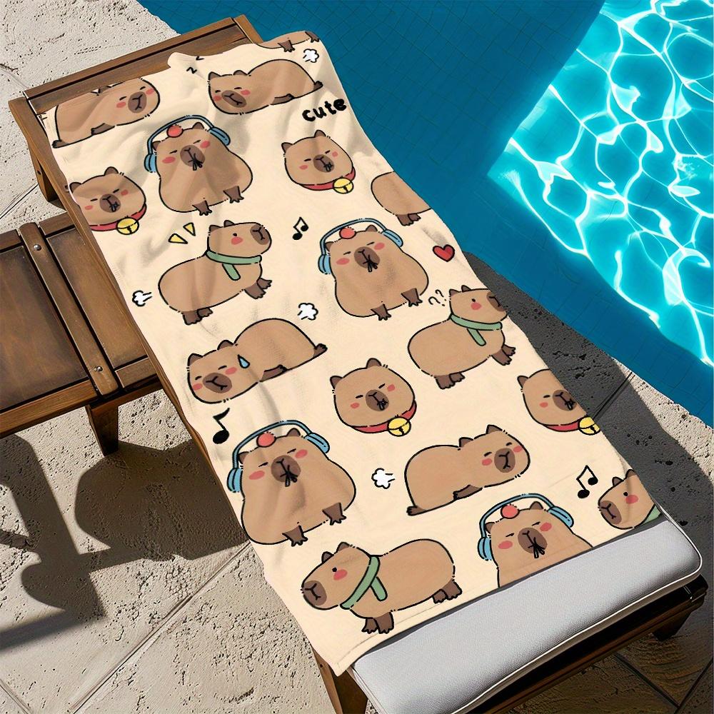 1pc Cute Cartoon Capybara Kawaii Print Beach Towel Quick Dry Microfiber Sand Free Absorbent for Pool Travel Washable