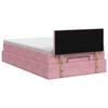 Ottoman Bed with Mattress and LED Pink 120 x 200 cm Velvet