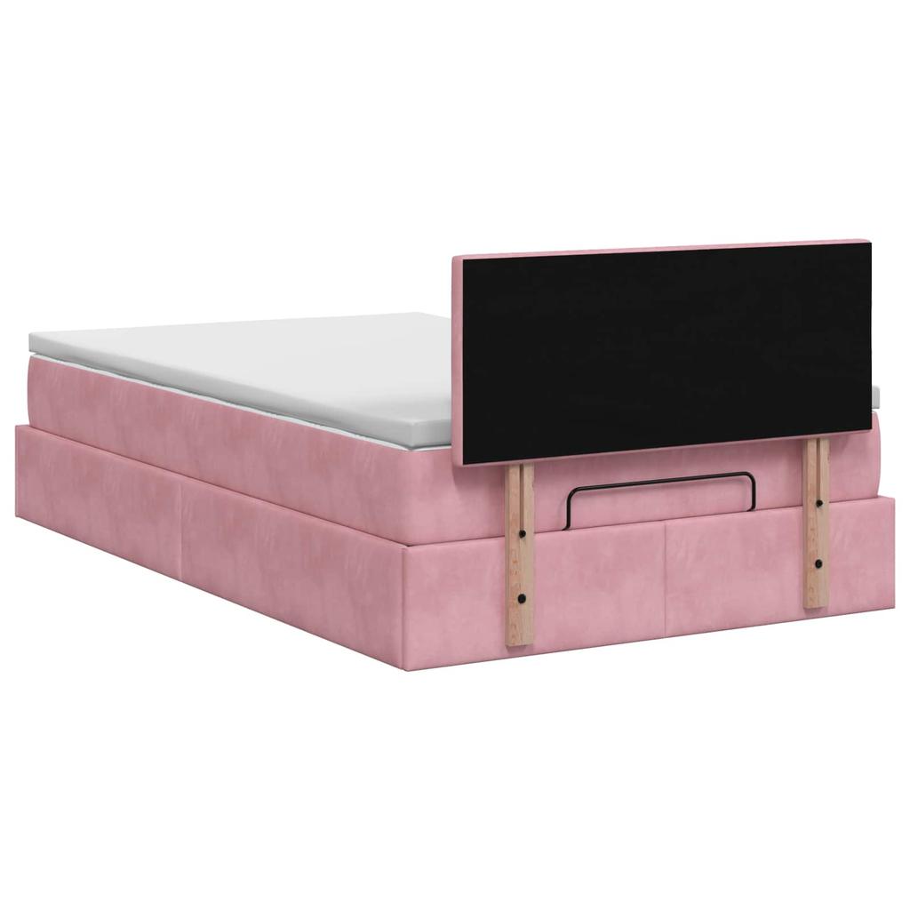 Ottoman Bed with Mattress and LED Pink 120 x 200 cm Velvet