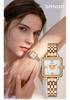 Sanda Women's Retro Waterproof Quartz Watch - Small Square Elegant Rose Dial
