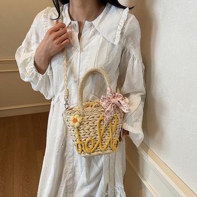 Gewebte Tasche neue süße schöne Damen Tasche vielseitig Reise Urlaubs Stil Strandtasche handgefertigte Strohtasche