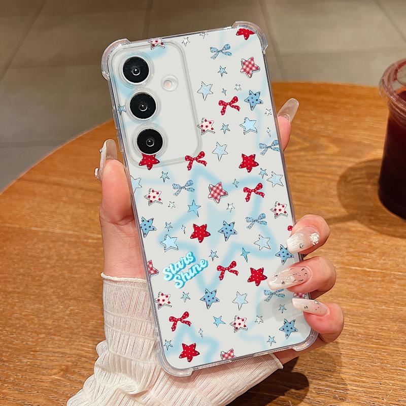 S25 Ultra Case Colorful Stars Graffiti Pattern Cover For Samsung Galaxy S25 Edge S24 Ultra S23 S22 Plus S21 FE Capa Funda