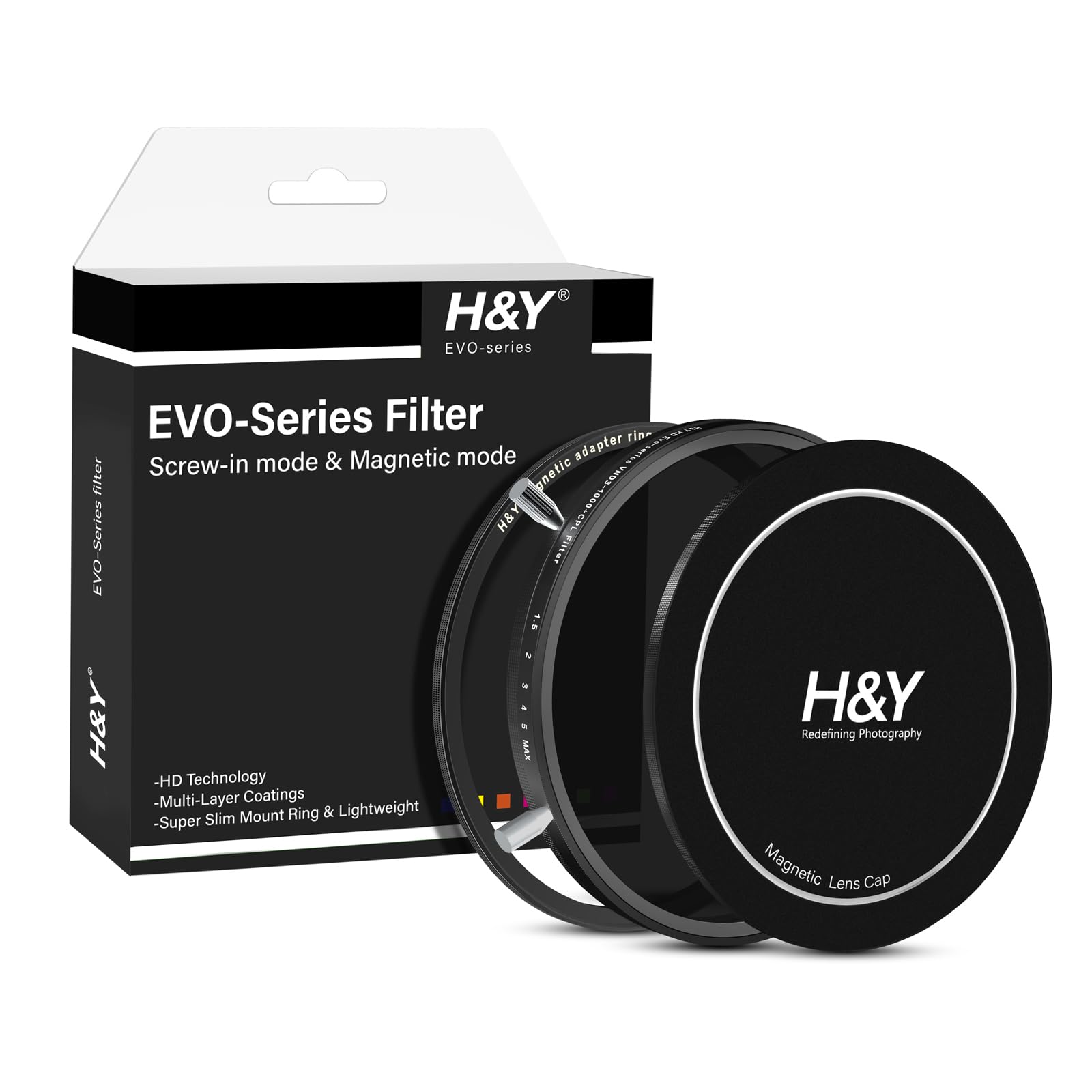 

Variable ND Filter PL Filter 95mm HD EVO Filter Kit Compatible with both magnetic and types to 10 stops of dimming Lens cap included EVND95 H&Y