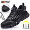Rotating Button Men Work Safety Shoes Puncture-Proof Safety Boot For Engineers Work Sneakers Fashion Protection Shoes Men Boots