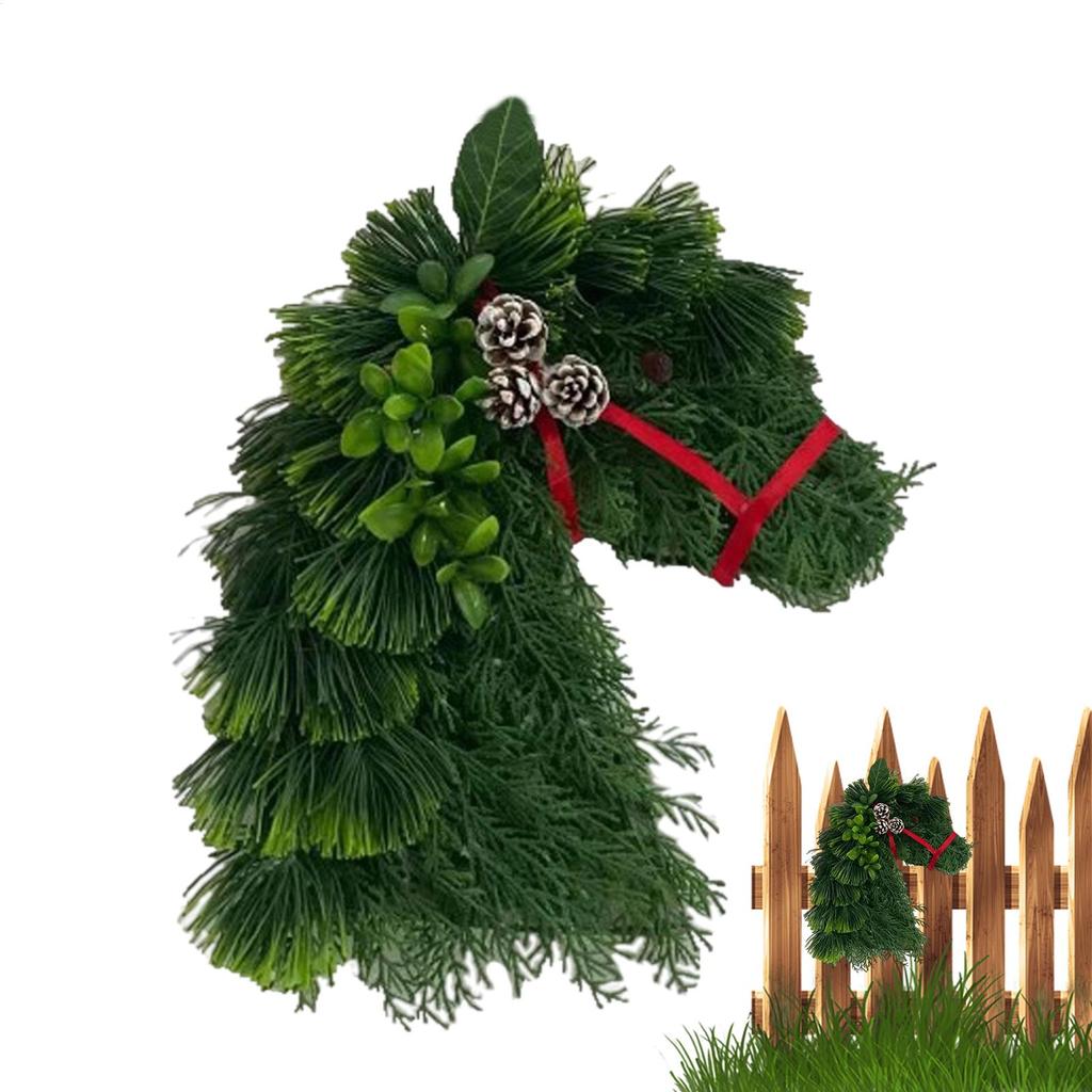 Weihnachts-Pferdekopf-Kränze Feiertagsgirlande für Kaminsims Wetterfester Weihnachts-Pferdekopf-Kranz für Wand Innen Tür Fenster zum Aufhängen