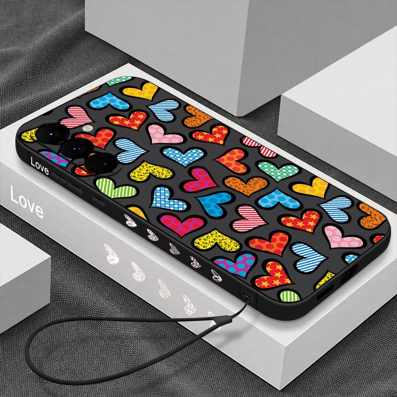 Colorful Pop Art Hearts Case For Samsung Galaxy S26 Ultra S25 Plus S24 S23 S22 S21 FE A16 A17 A18 A26 A36 A37 A54 A55 A56 A57 5G Cover