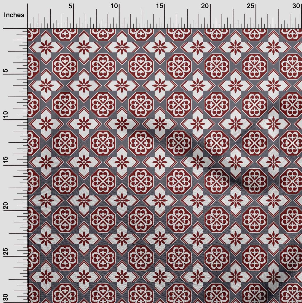 oneOone Cotton Flex Arctic Blue Fabric Floral & Tiles Moroccan Sewing Craft Projects Fabric Prints By Meter 40 Inch