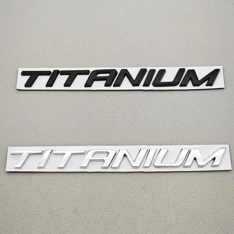 1pc 3D Metal Chrome Black Car Sticker TITANIUM Logo Rear Trunk Badge For Ford S7Ecosport Fiesta Focus Mondeo Edge Escape Kuga