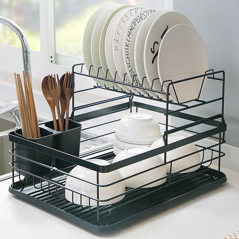 Foldable Countertop Dish Drying Rack with Knife Holder