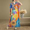 Kurzarm-Übergröße, Vintage-Kleid mit Blumenmuster, neu in Kleidern für Damen, lässig, locker, Maxi, lang, Sommerkleid