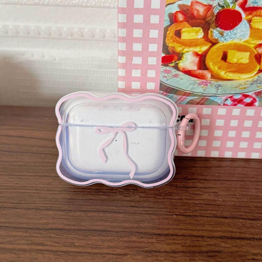 Pink bow for Apple AirPods 1 generation Bluetooth headset cover 1/1/pro1/1st generation wave headset case