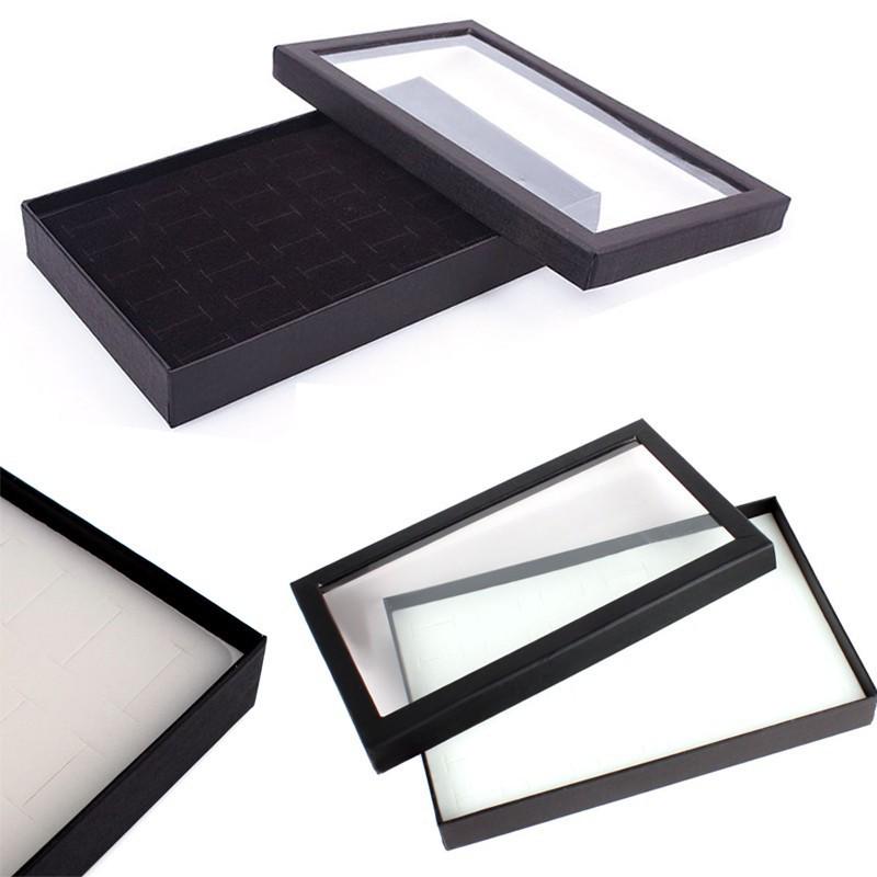 36 Slot Rings Display Box Stand Metal Earrings Storage Box Storage Box with Transparent Cover Jewelry Display Cabinet